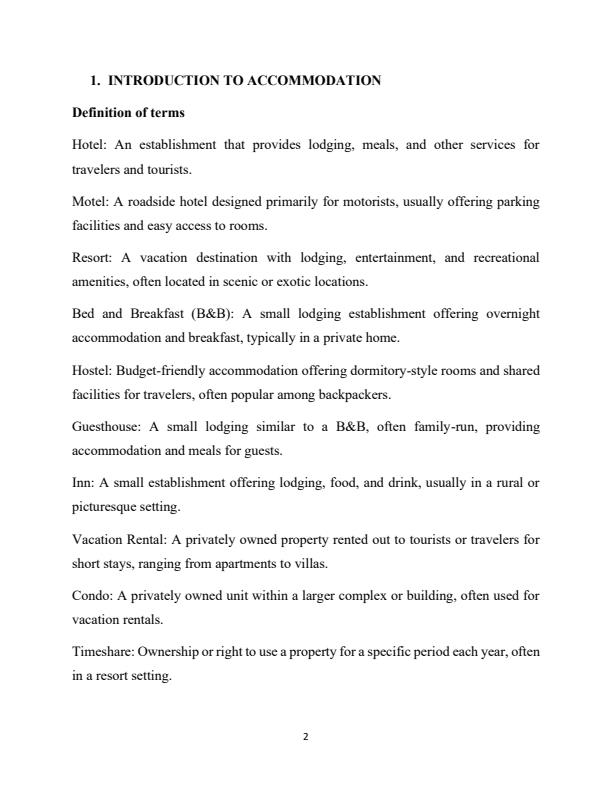 Page 1 – Accommodation Management I Notes: Diploma in Catering and Accommodation Management – Kenyaplex