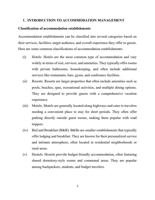 Page 1 – Accommodation Operations Management II Notes – Kenyaplex