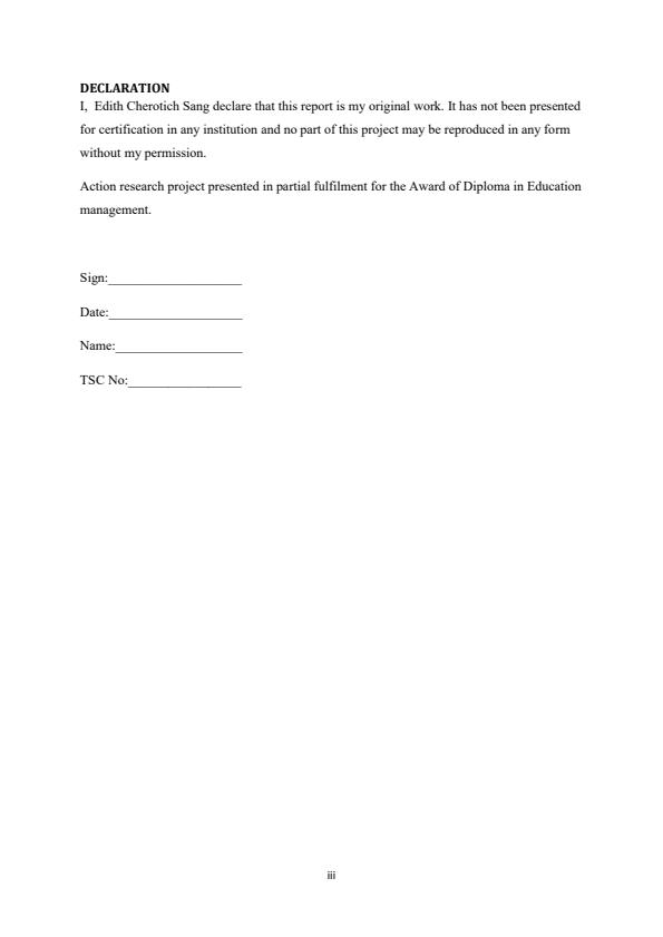 Page 3 – Action Research: Poor performance in English in Ndanai Girls Secondary School, Sotik Sub County – Kenyaplex