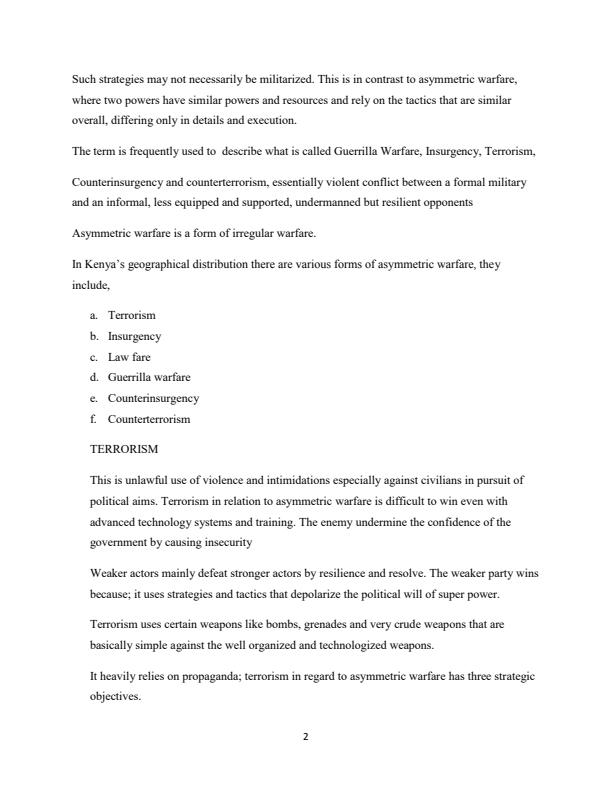 Page 2 – Asymmetric war and emerging frontier in conflict resolution – Kenyaplex