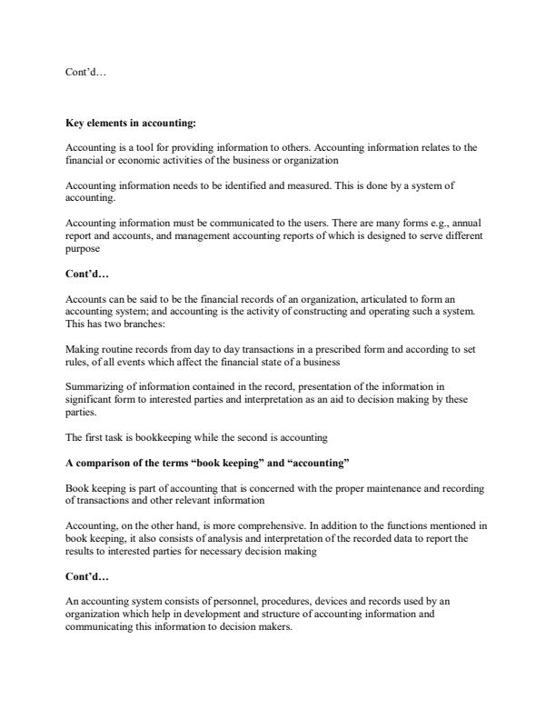 Page 2 – BAC 100: Fundamentals of Accounting I Notes – Kenyaplex