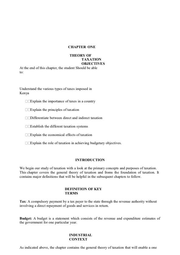 Page 2 – BAF 3204: Principles of Taxation Notes – Kenyaplex