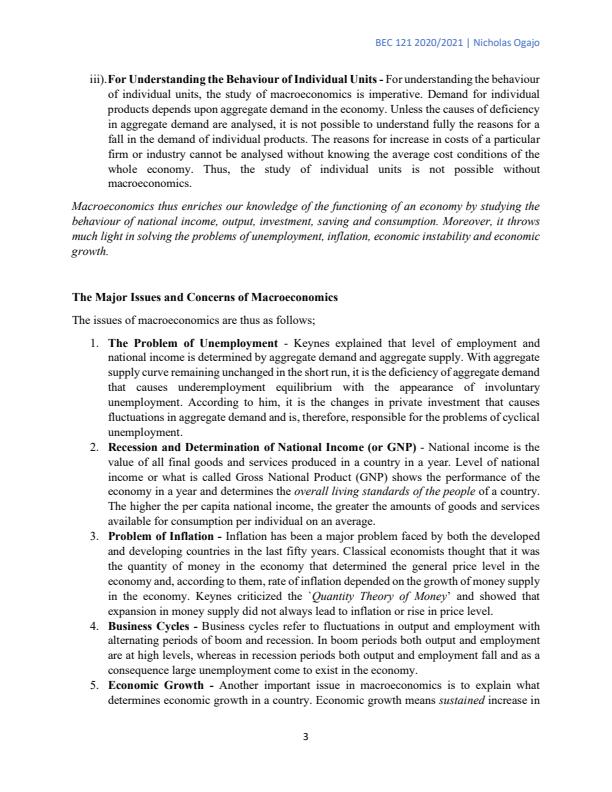 Page 3 – BEC 121: Introduction to Macroeconomics Notes – Kenyaplex
