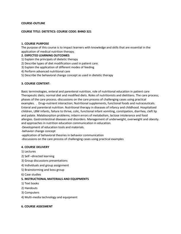 Page 1 – BHND 321: Dietetics Notes – Kenyaplex