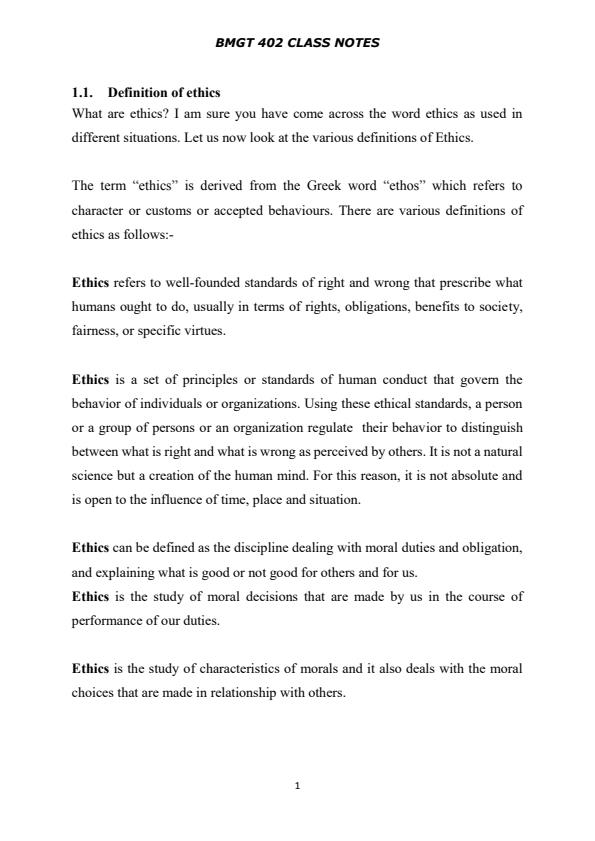 Page 1 –  Business Ethics Notes – Kenyaplex