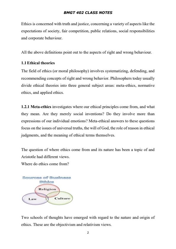 Page 2 –  Business Ethics Notes – Kenyaplex