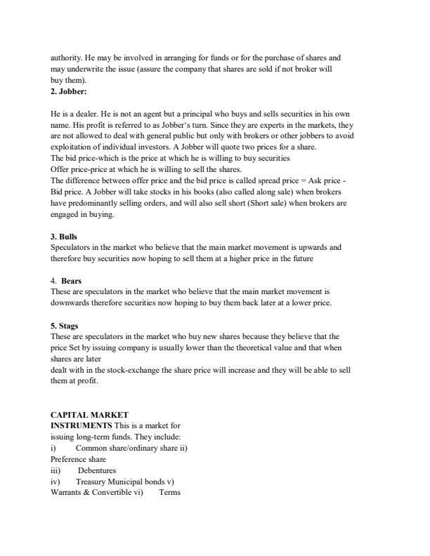 Page 3 – Bachelor of Business Management Short Notes on Financial Markets – Kenyaplex