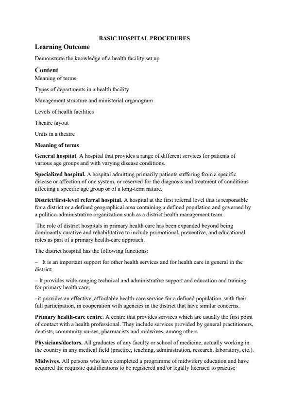 Page 1 – Basic Hospital Procedure Notes – Kenyaplex