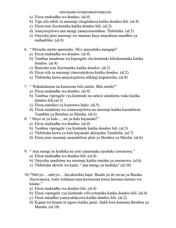 Page 2 – Bembea ya Maisha: Maswali na majibu ya dondoo – Kenyaplex