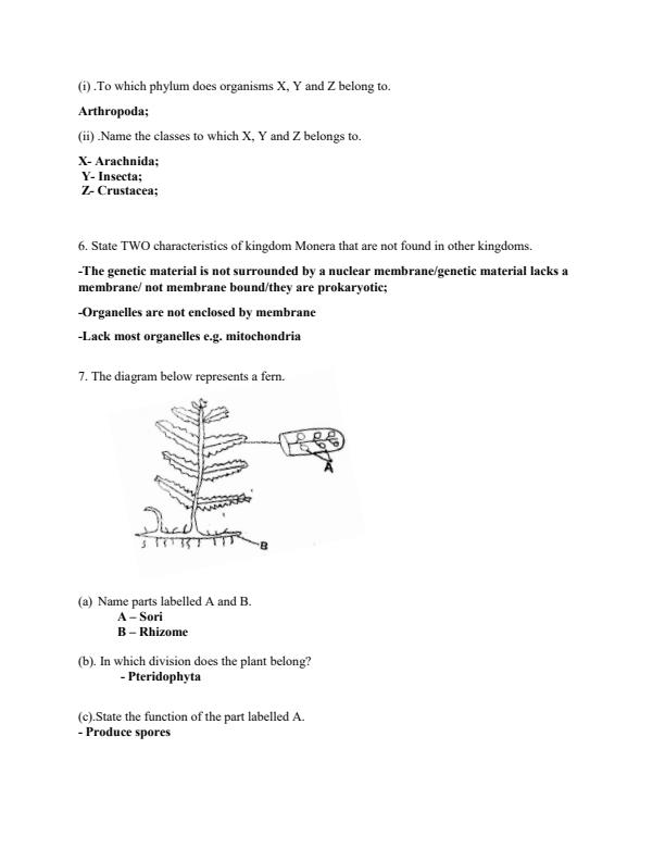 Page 3 – Biology Classification II Topical Questions and Answers – Kenyaplex