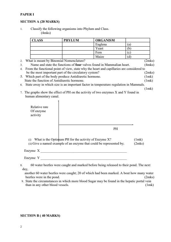 Page 2 – Biology Revision Booklet: Questions and Answers – Kenyaplex