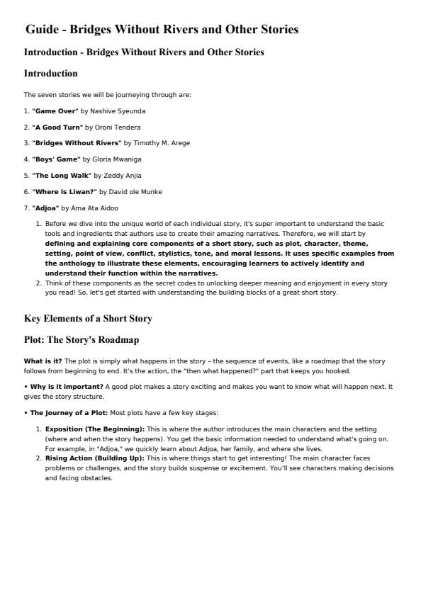 Page 1 – Bridges Without Rivers and Other Stories Guide – Kenyaplex