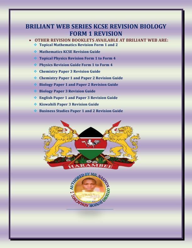 Page 2 – Brilliant Web Biology Form 1 Revision  – Kenyaplex