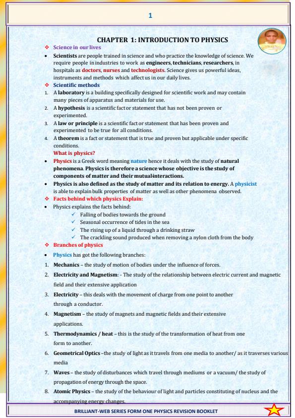 Page 4 – Brilliant Web Physics Form 1 Revision  – Kenyaplex