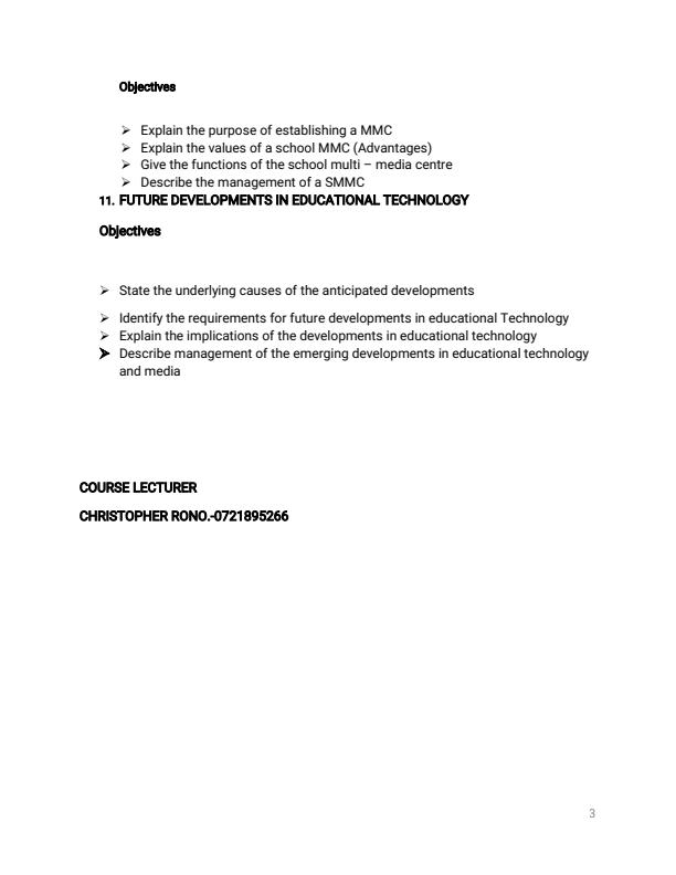 Page 3 – CIT 211: Educational Media and Resources Notes for Bachelor of Education (Arts) and Science – Kenyaplex