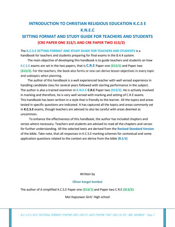 Page 1 – CRE Study Guide for Students and Teachers – Kenyaplex