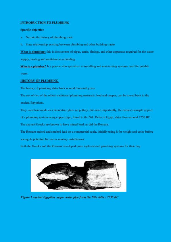 Page 1 – Certificate in Plumbing Complete Notes – Kenyaplex