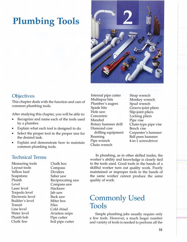 Page 1 – Certificate in plumbing Notes: Module 1 (Plumbing Tools) – Kenyaplex