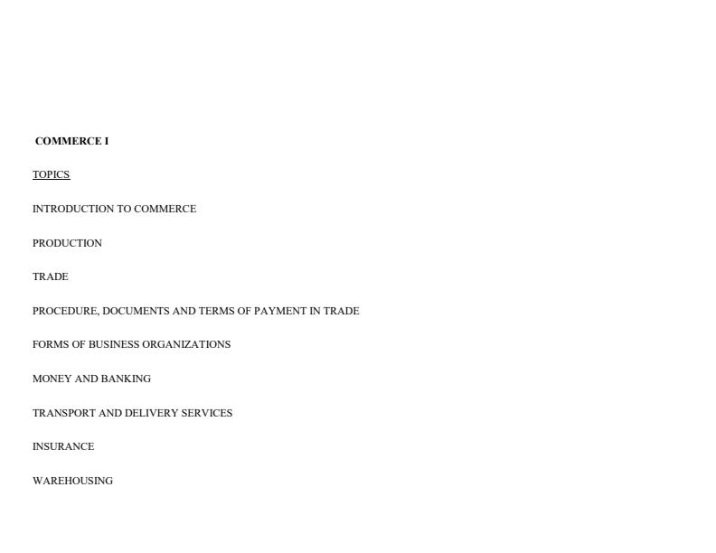 Page 1 – Commerce I Notes for Business Mangement, Supply Chain Management, Secretarial Studies – Kenyaplex