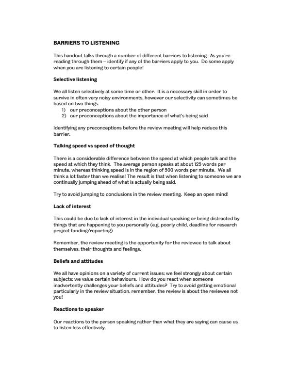 Page 1 – Communication Skills: Barriers to proper listening Notes – Kenyaplex