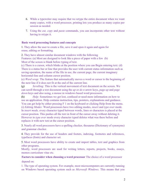 Page 2 – Computer Applications I Notes – Kenyaplex