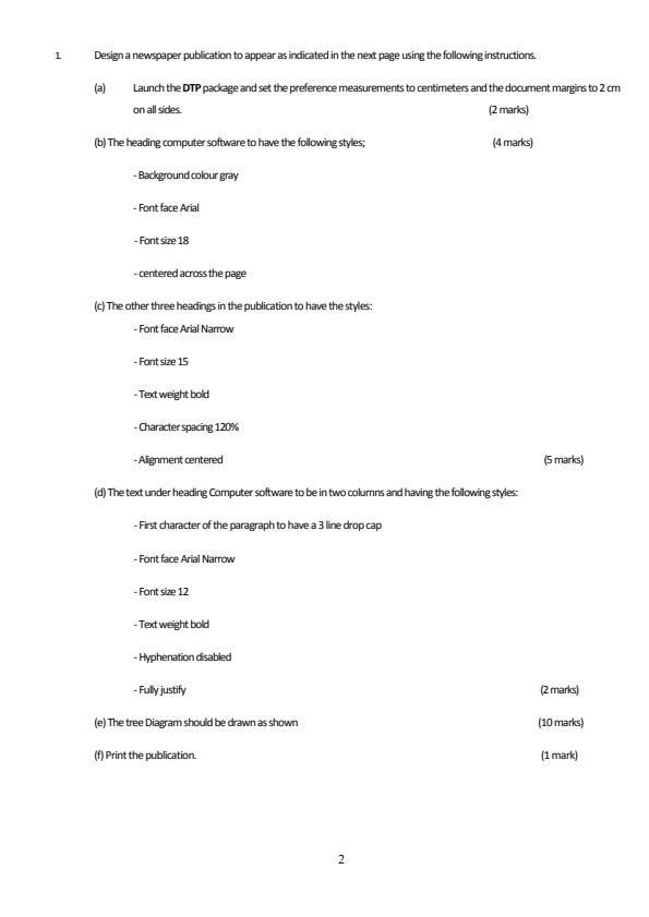 Page 1 – Computer Studies Paper 2 Practical Questions – Kenyaplex