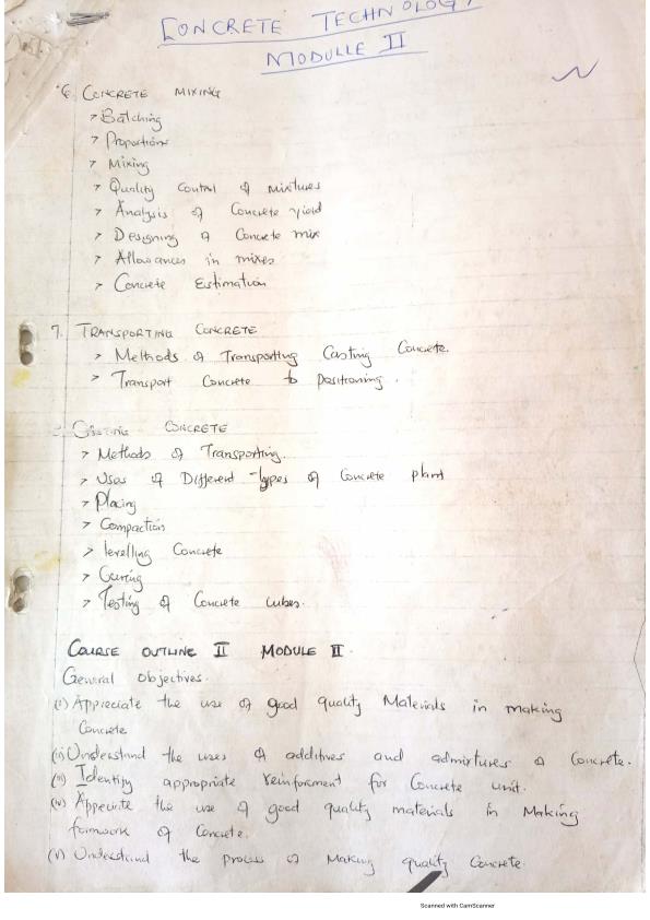 Page 1 – Concrete Technology Notes – Kenyaplex