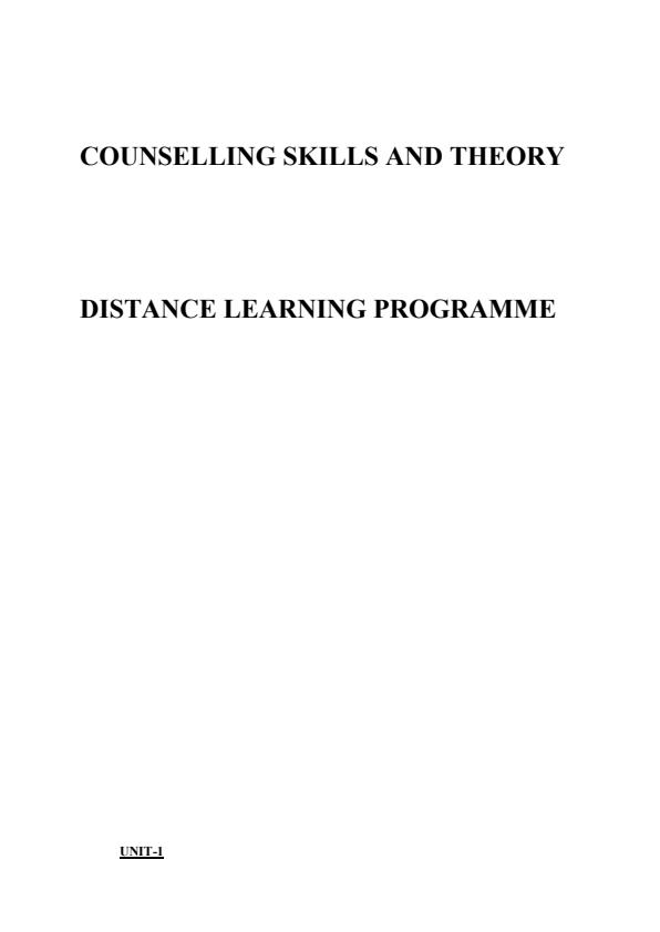Page 1 – Counselling Skills and Theory Notes – Kenyaplex