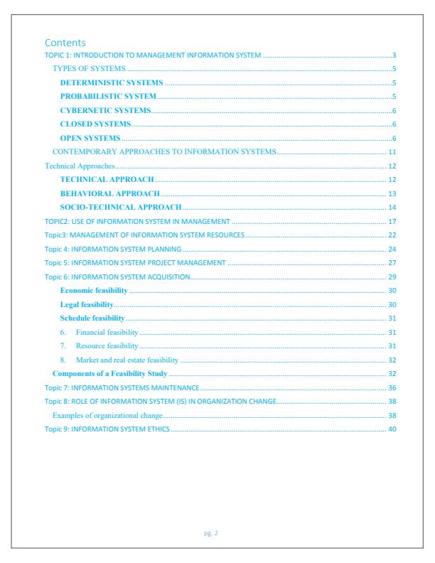 Page 2 – DICT Module III: Management Information Systems Notes – Kenyaplex