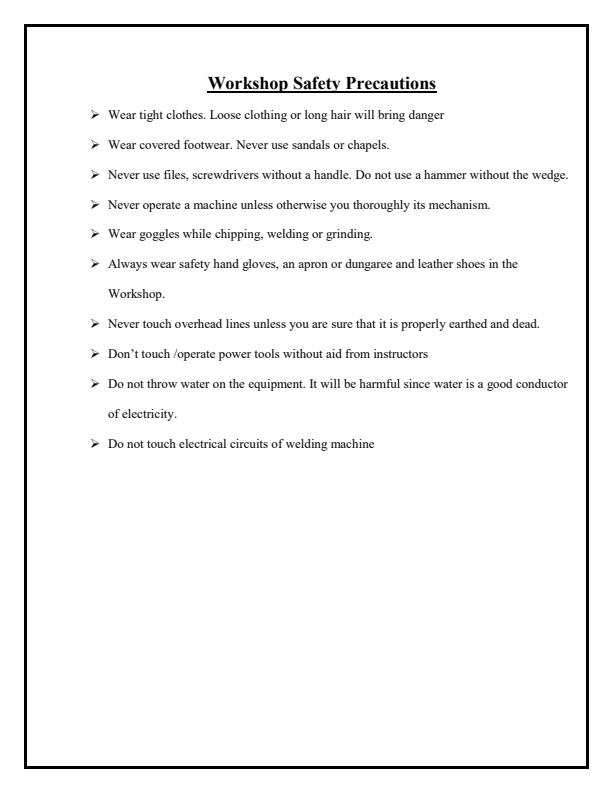 Page 1 – Diploma in Building Technology: Workshop Technology Notes – Kenyaplex