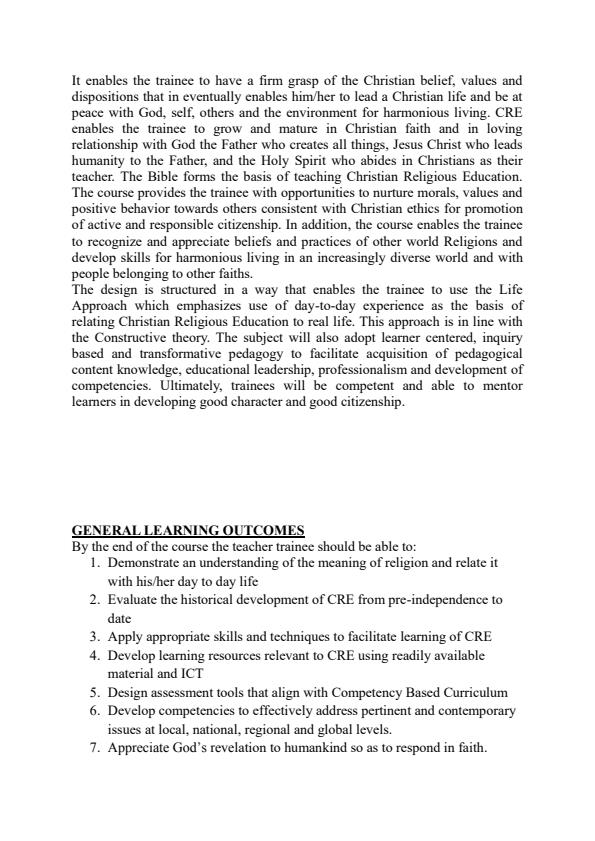 Page 3 – Diploma in Early Childhood Education: CRE Notes – Kenyaplex