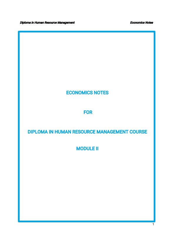 Page 1 – Diploma in Human Resource Management: Economics Notes  – Kenyaplex