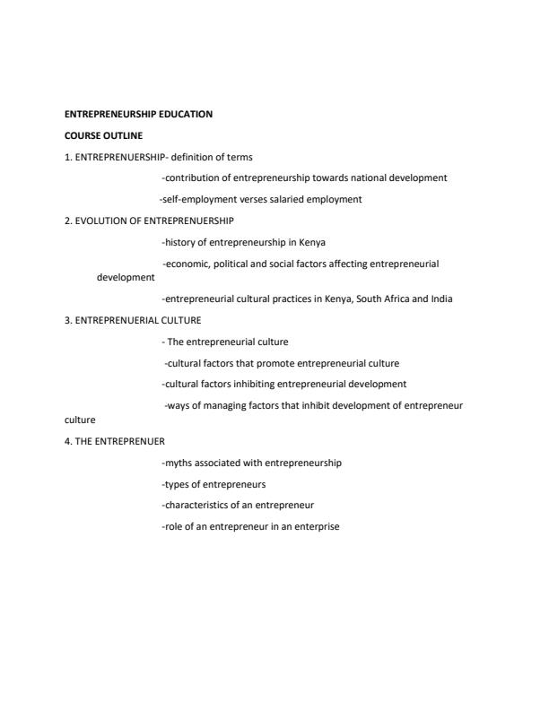 Page 1 – Diploma in Information Communication Technology: Entrepreneurship Notes – Kenyaplex