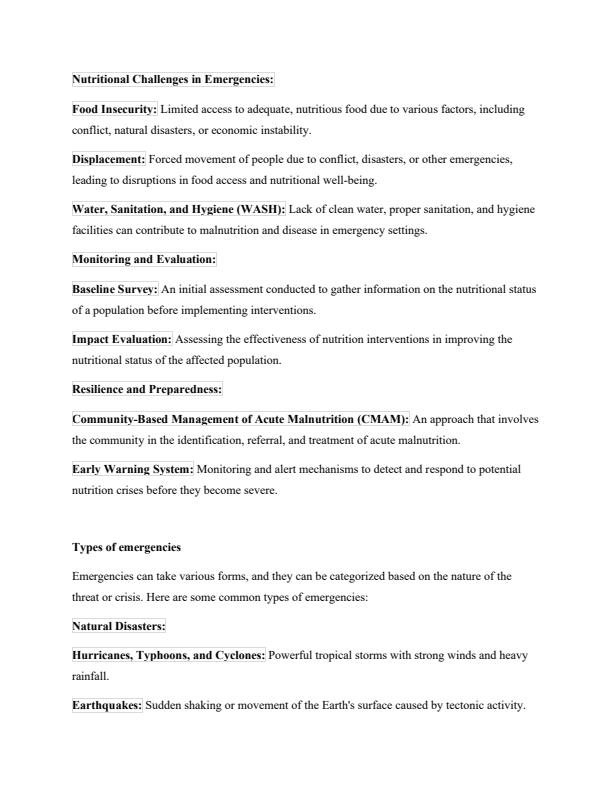 Page 2 – Diploma in Nutrition and Dietetics Management: Nutrition in Emergencies Notes – Kenyaplex