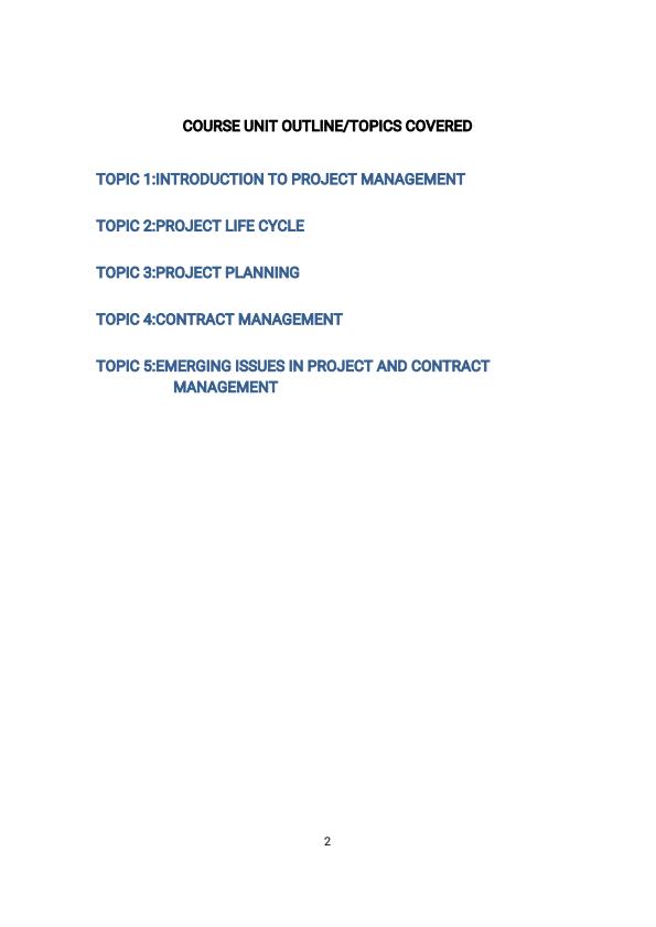 Page 2 – Diploma in Project Management: Project and Contract Management Notes – Kenyaplex
