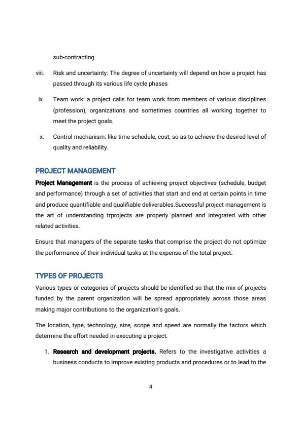 Page 4 – Diploma in Project Management: Project and Contract Management Notes – Kenyaplex