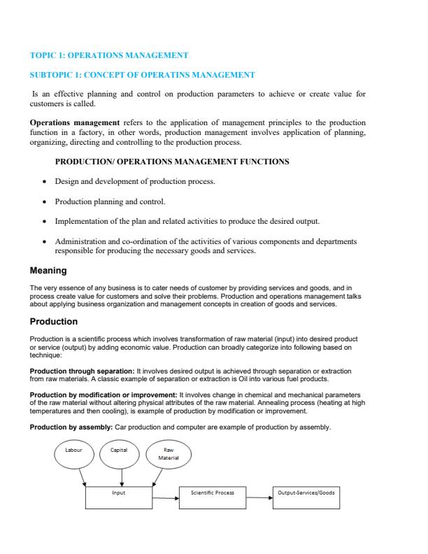 Page 2 – Diploma in Supply Chain Management/Diploma in Project Management: Operations Management Notes – Kenyaplex