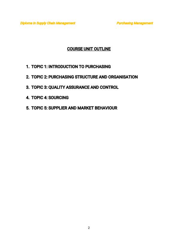 Page 2 – Diploma in Supply Chain Management: Purchasing Management Notes – Kenyaplex