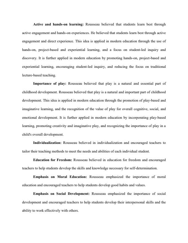 Page 3 – Discuss 17 Philosophies of Rousseau and show how they are applicable to modern education practice – Kenyaplex
