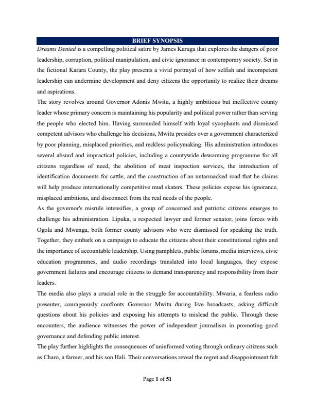 Page 2 – Dreams Denied Notes – Kenyaplex