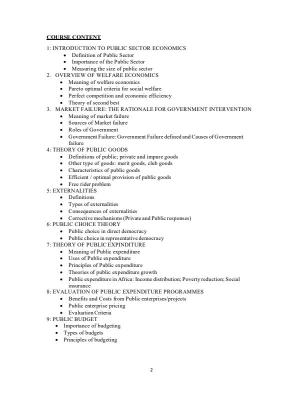 Page 2 – EAE 201: Economics of Public Expenditure Notes – Kenyaplex