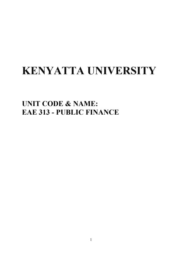 Page 1 – EAE 313: Public Finance Notes – Kenyaplex