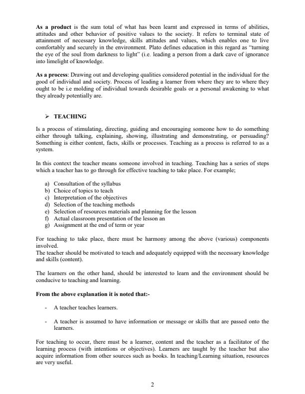 Page 2 – ECT 201: General Instructional Methods Notes – Kenyaplex