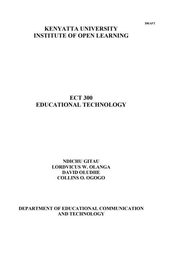 Page 1 – ECT 300: Educational Technology – Kenyaplex
