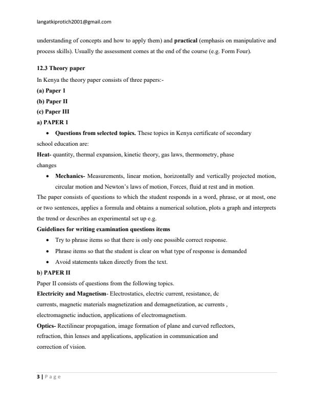 Page 3 – ECT 306: Teaching Methods in Physics Notes on Assessment and Evaluation in Physics – Kenyaplex