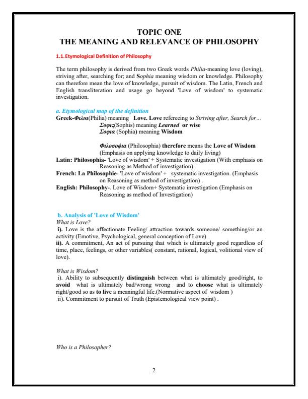 Page 2 – EDF 211: Philosophy of Education Notes Section 1 – Kenyaplex
