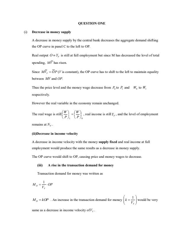 Page 1 – EET 201: Macroeconomic Theory II Questions and answers on Major Fiscal policies – Kenyaplex