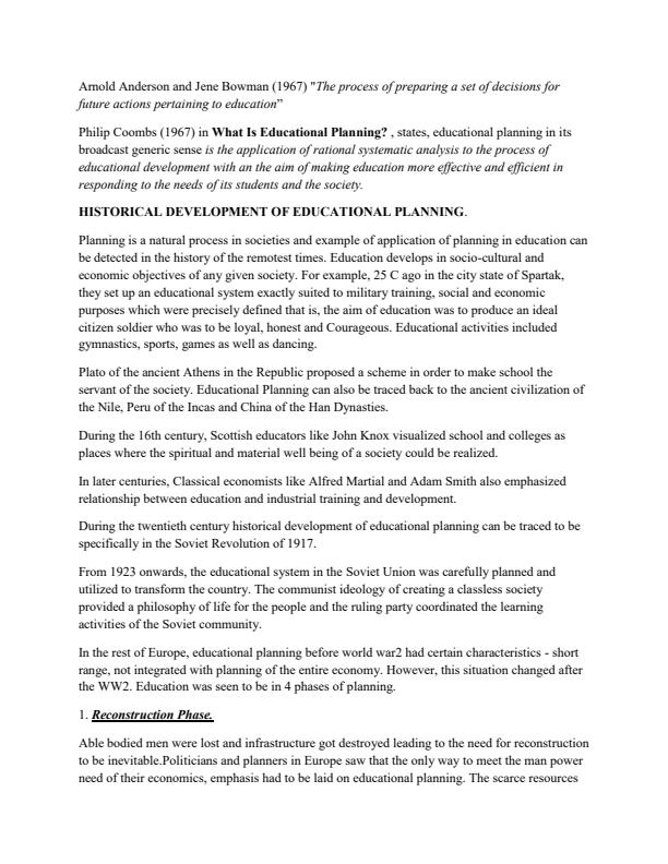 Page 2 – EMA 412: Planning and Economics of Education Notes: Maseno University – Kenyaplex