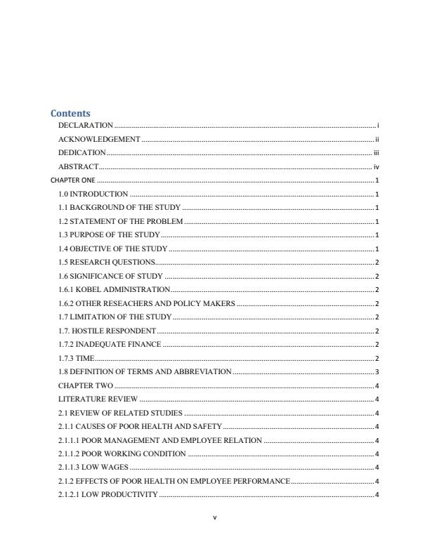 Page 2 – Effects of Poor Health and Safety on Employee Performance in an Organization: A Case Study of Kobel Tea Factory – Kenyaplex