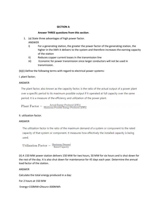 Page 2 – Electrical Power Generation and Transmission (EPGT) Solved Past Paper (July 2016) – Kenyaplex